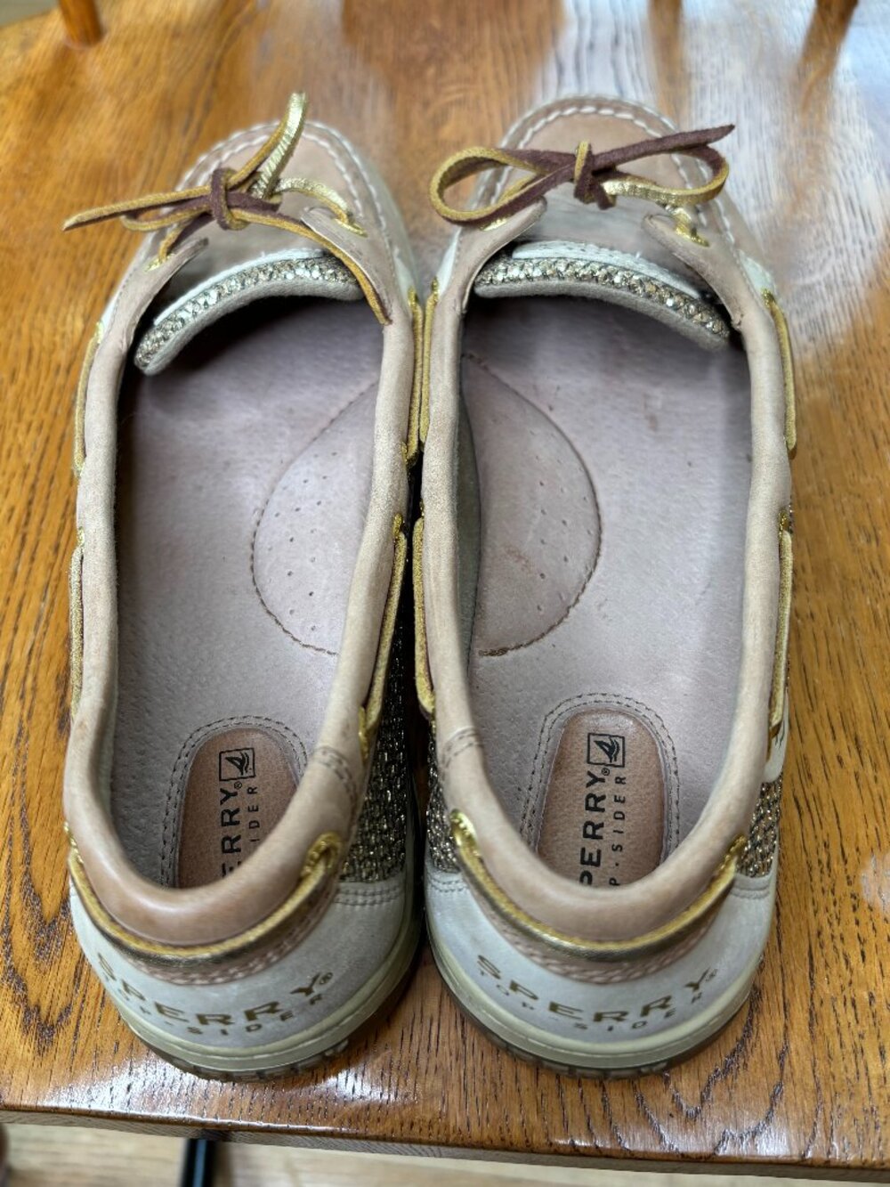 Sperry Top-Sider Women's Angelfish Tan Leather/Gold Metallic Accent Boat Shoes - Picture 6 of 16